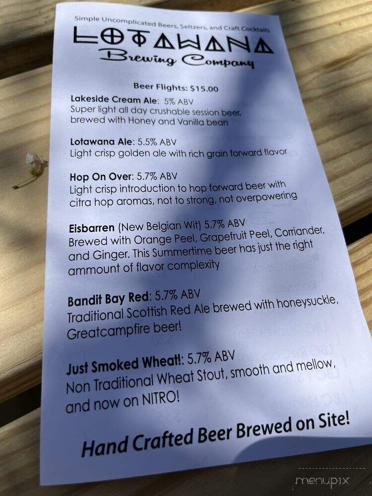 Lotawana Brewery - GrainValley, MO menu_pic