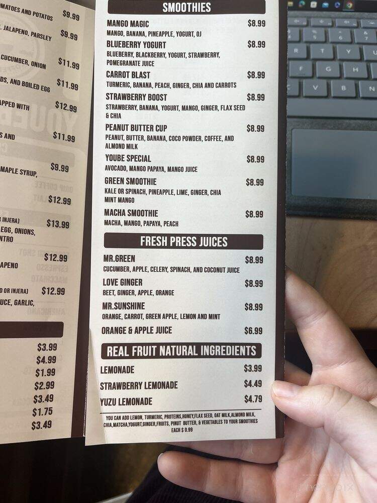 Yoube Coffee - Washington, DC menu_pic