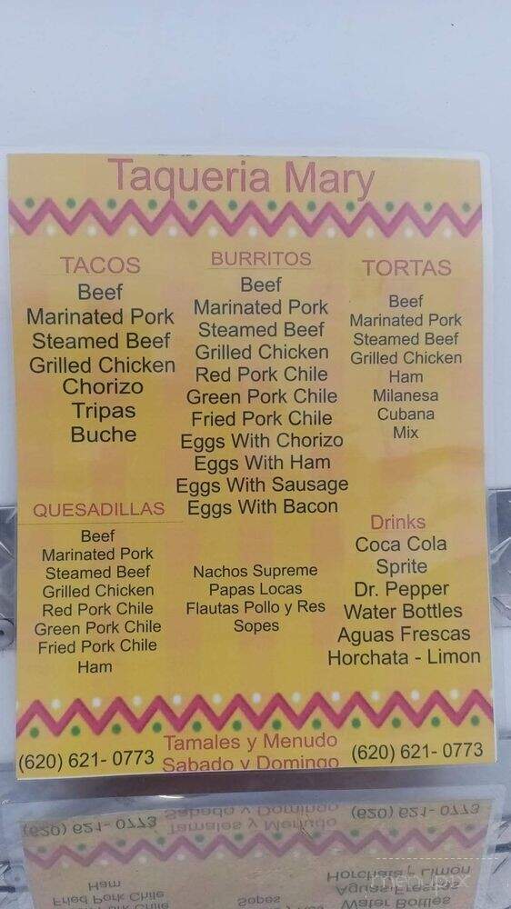Taqueria Mary - Springfield, MO menu_pic