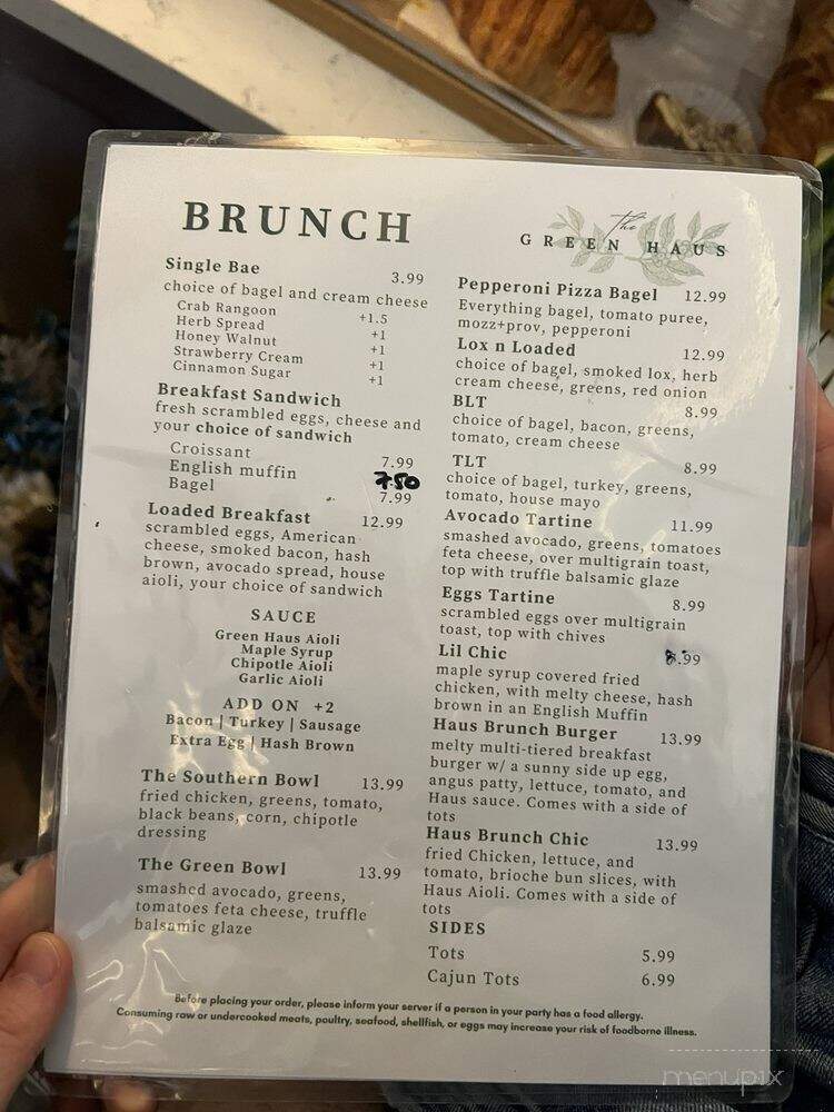 Green Haus Cafe - Boston, MA menu_pic