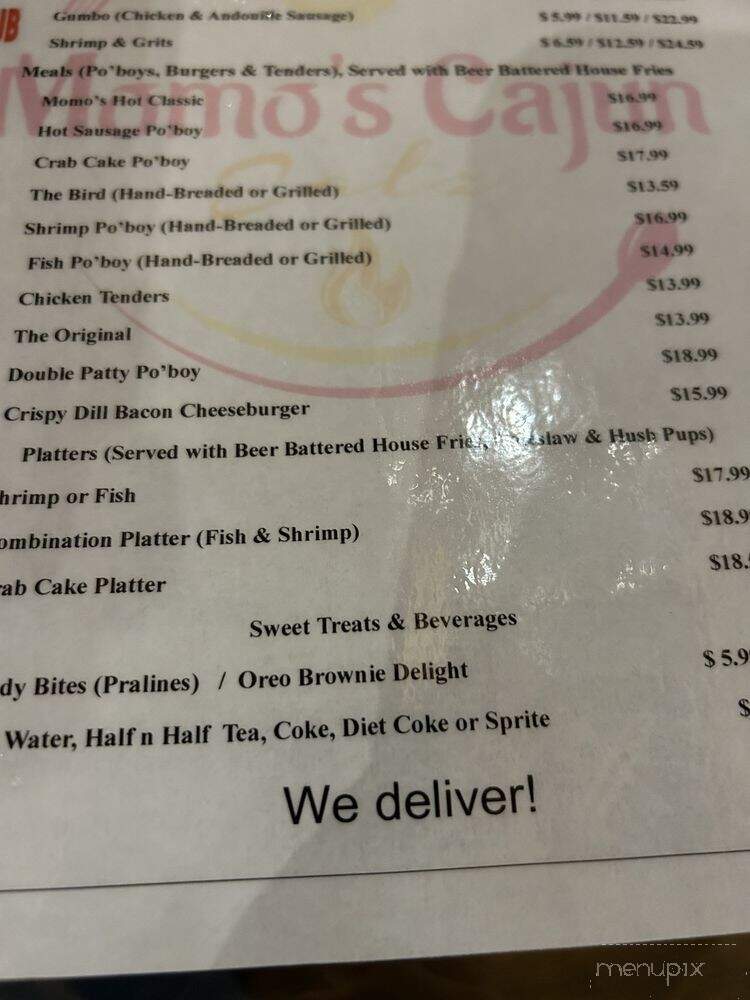 Momos Cajun Eats - Alabaster, AL menu_pic