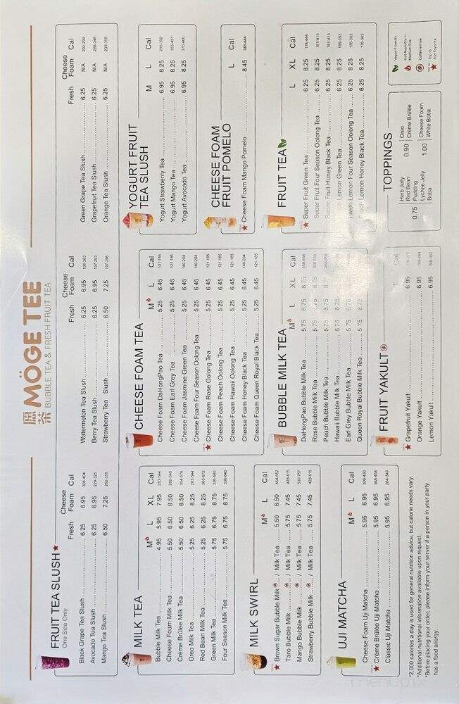 Moge Tee - Rochester, NY menu_pic