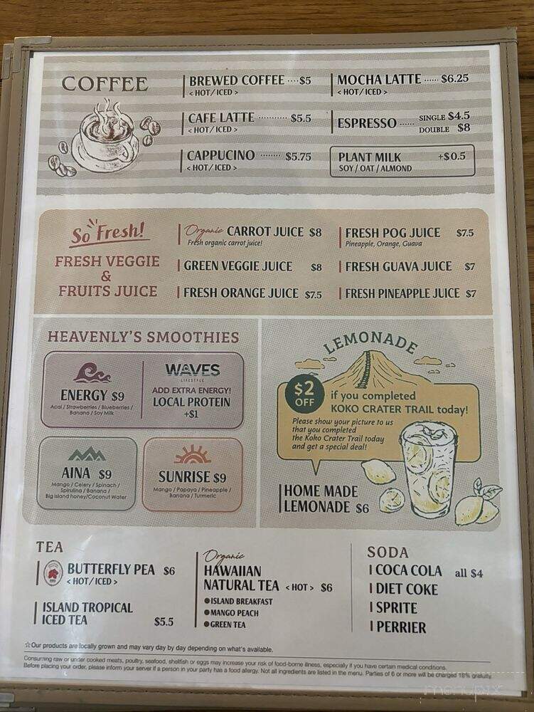 Heavenly Island Lifestyle - Honolulu, HI menu_pic