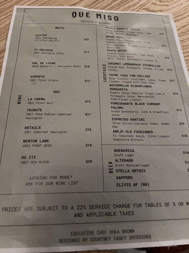 Que Miso - Hinsdale, IL menu_pic