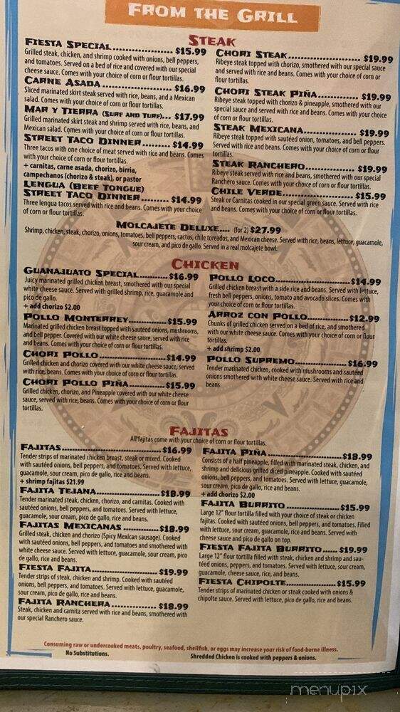Fiesta Mexicana Mexican Restaurant and Cantina - Battle Creek, MI menu_pic