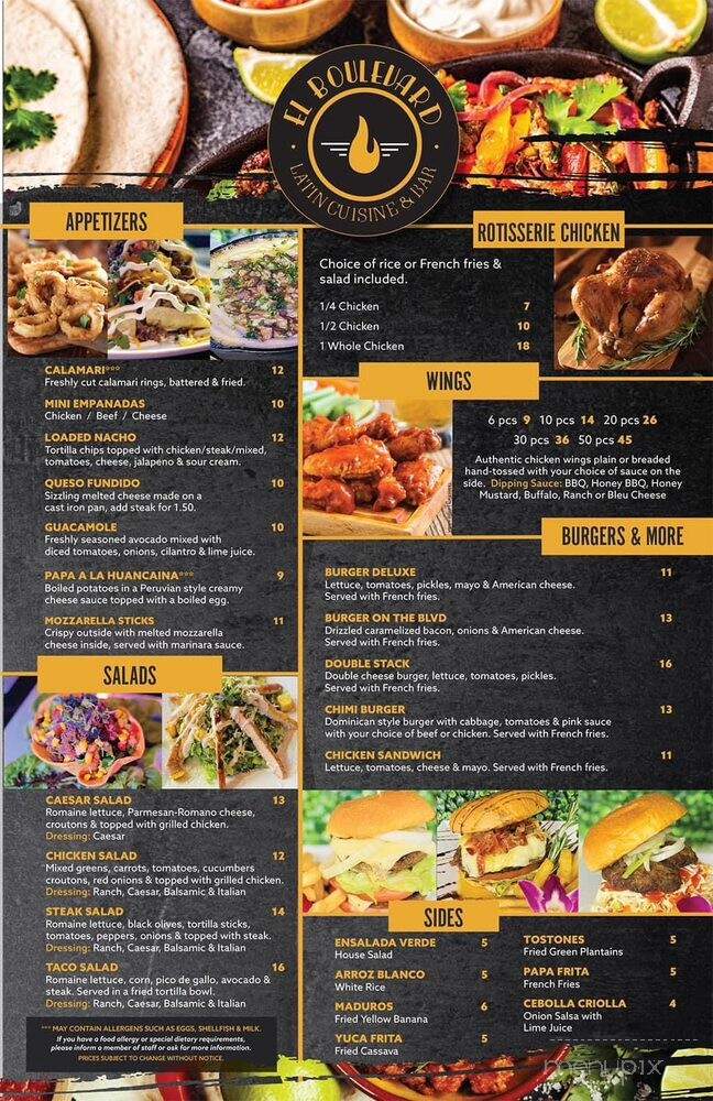 El Boulevard Latin Cuisine & Bar - Wilkes Barre, PA menu_pic