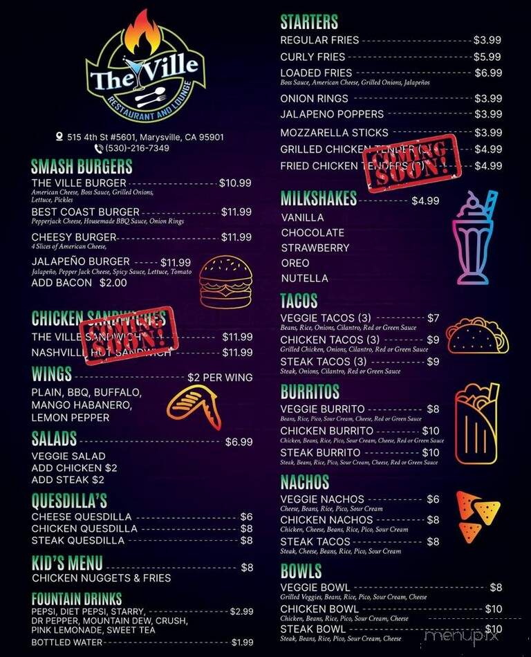 The Ville Restaurant & Lounge - Marysville, CA menu_pic
