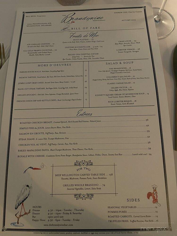 The Brandywine - Wilmington, DE menu_pic