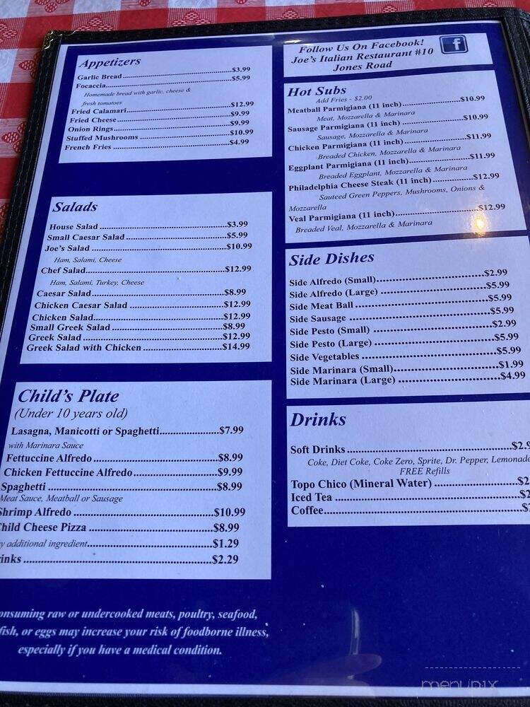Joe's Italian Restaurant And Pizza - Houston, TX menu_pic