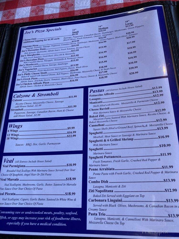 Joe's Italian Restaurant And Pizza - Houston, TX menu_pic