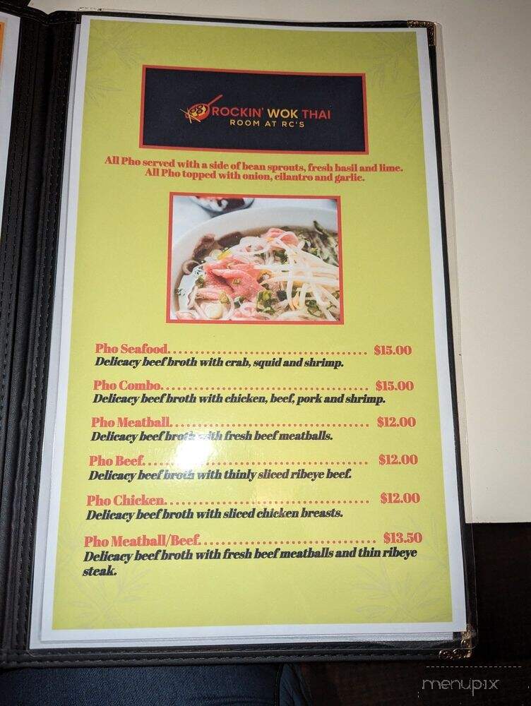 Rockin' Wok Thai Room at RC's - Kansas City, MO menu_pic