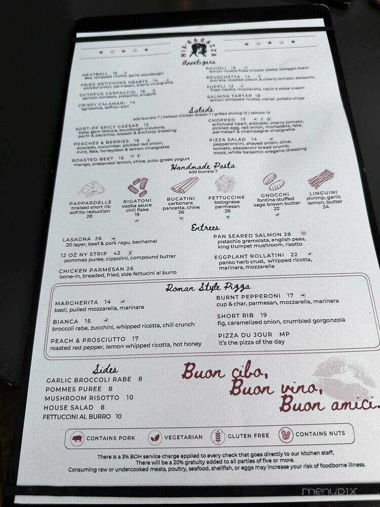 Mia Ragazza - Philadelphia, PA menu_pic