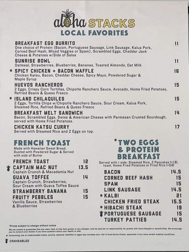 Aloha Stacks - Rancho Santa Margarita, CA menu_pic
