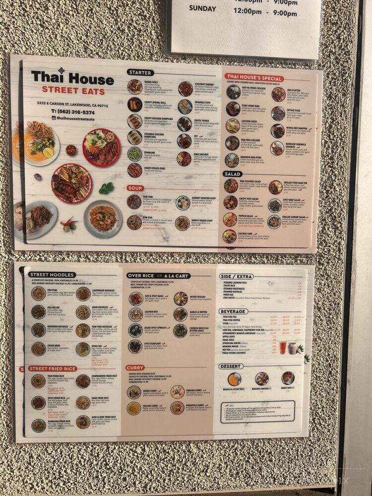 Thai House Street Eats - Lakewood, CA menu_pic