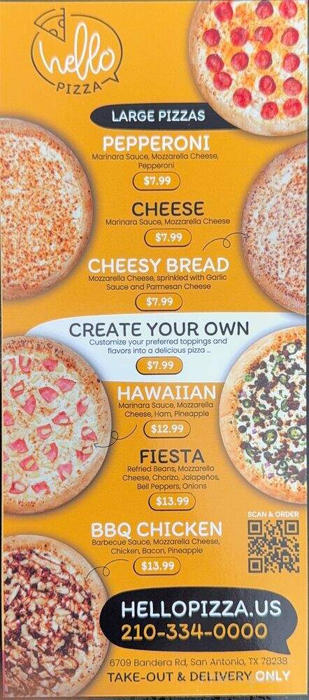 Hello Pizza - San Antonio, TX menu_pic