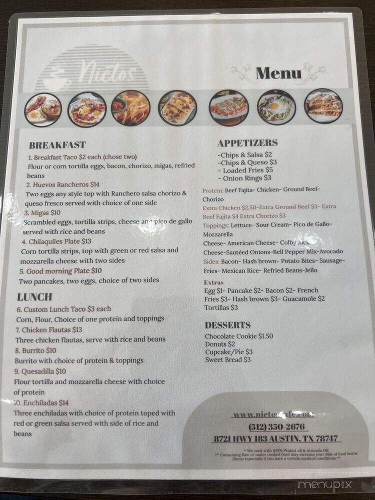Nietos Cafe - Austin, TX menu_pic
