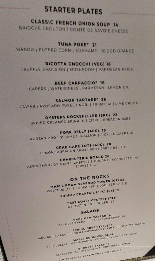 The Maple Room - Vienna, VA menu_pic