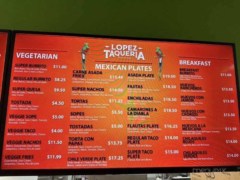Lopez Taqueria 4 - San Jose, CA menu_pic