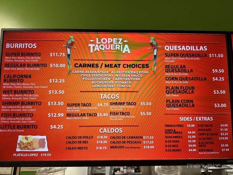 Lopez Taqueria 4 - San Jose, CA menu_pic