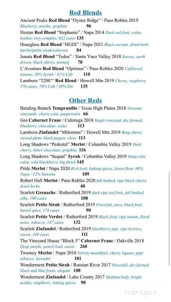 Prosper Wine House - Prosper, TX menu_pic