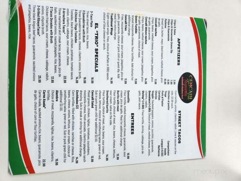 Cencalli Taqueria - Littleton, CO menu_pic