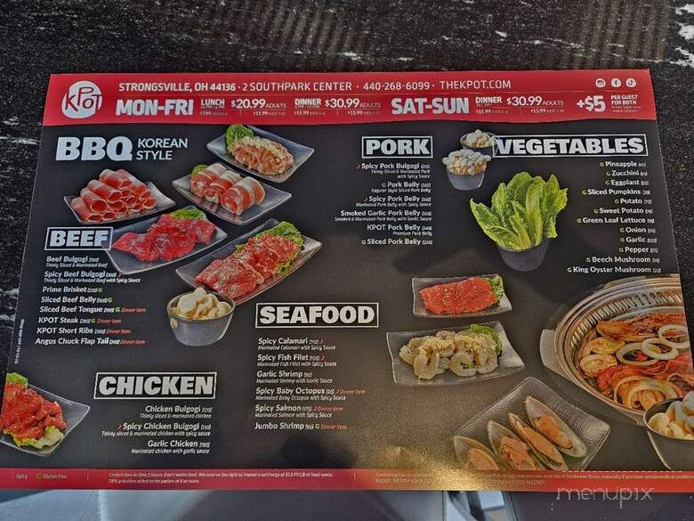 KPOT Korean BBQ & Hot Pot - Strongsville, OH menu_pic