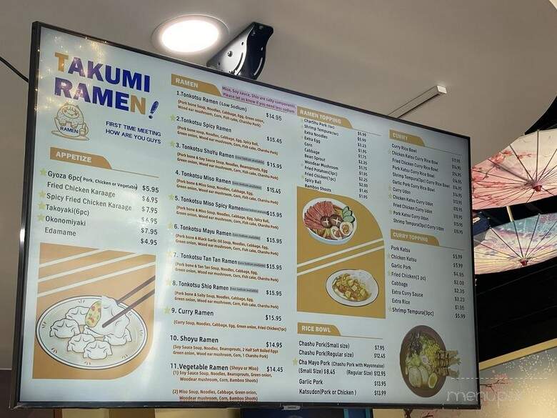 Takumi Boba & Ramen - Indianapolis, IN menu_pic