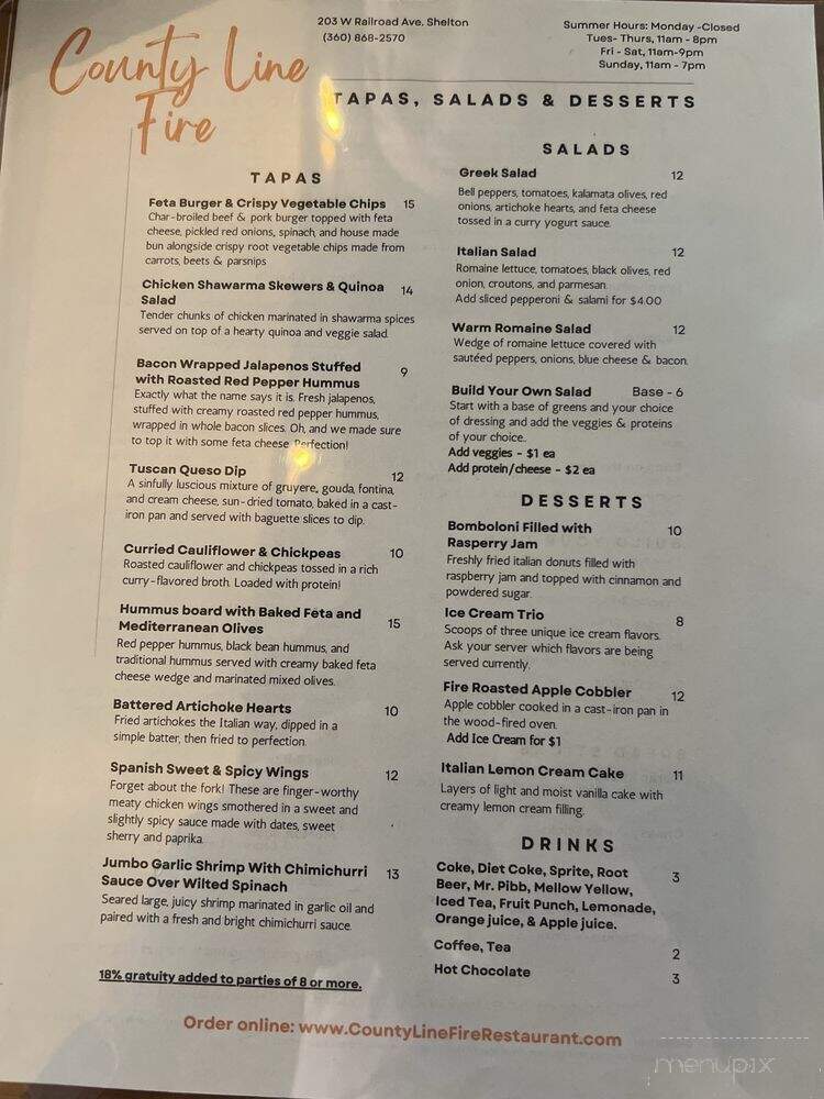 County Line Fire Pizza - Shelton, WA menu_pic