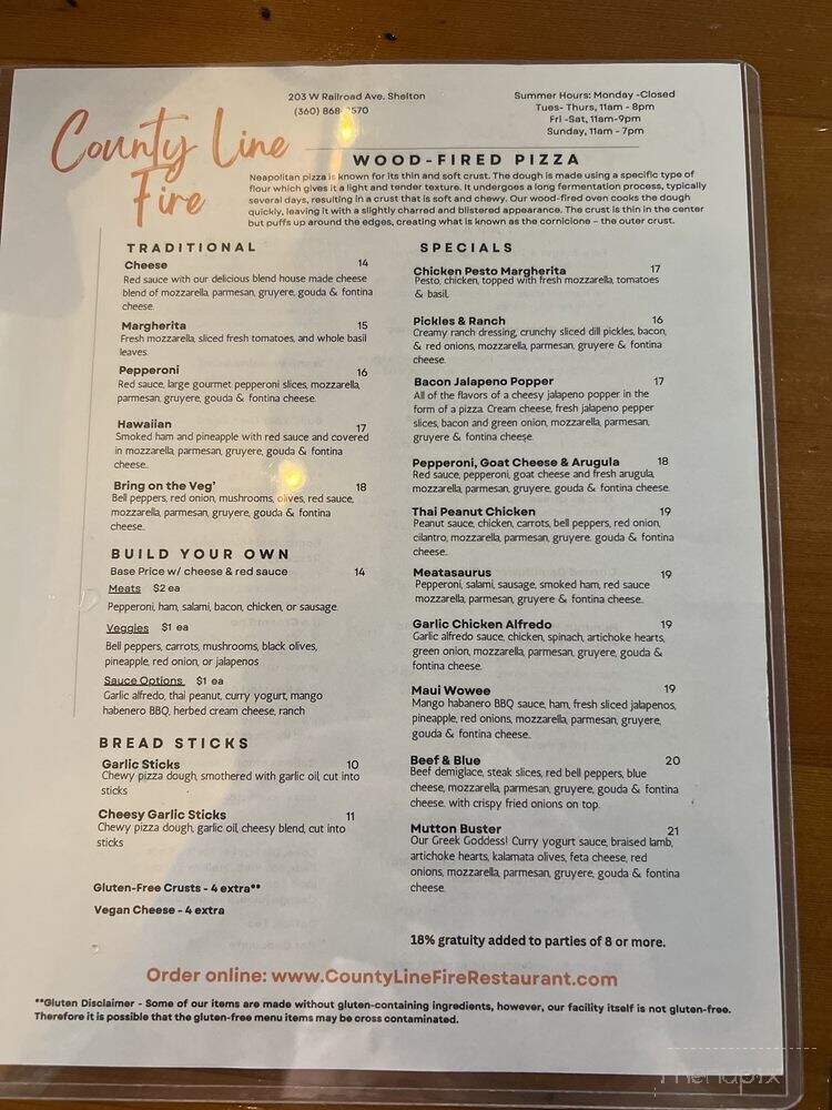 County Line Fire Pizza - Shelton, WA menu_pic