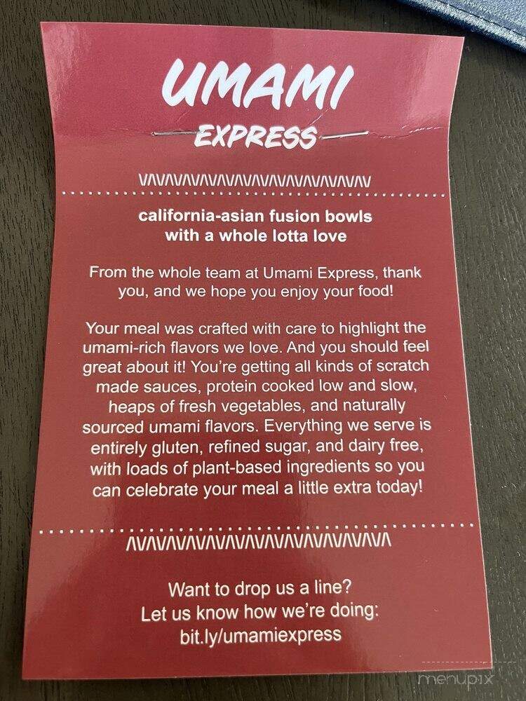 Umami Express - Anaheim, CA menu_pic