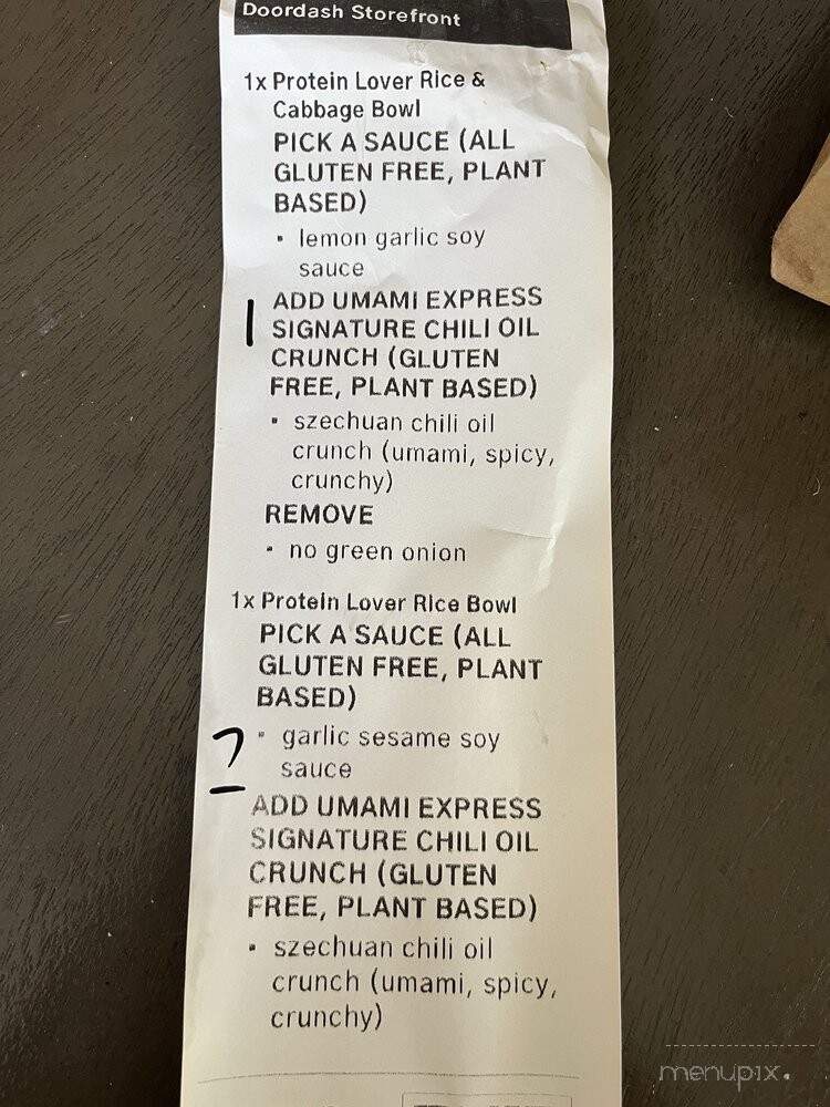 Umami Express - Anaheim, CA menu_pic