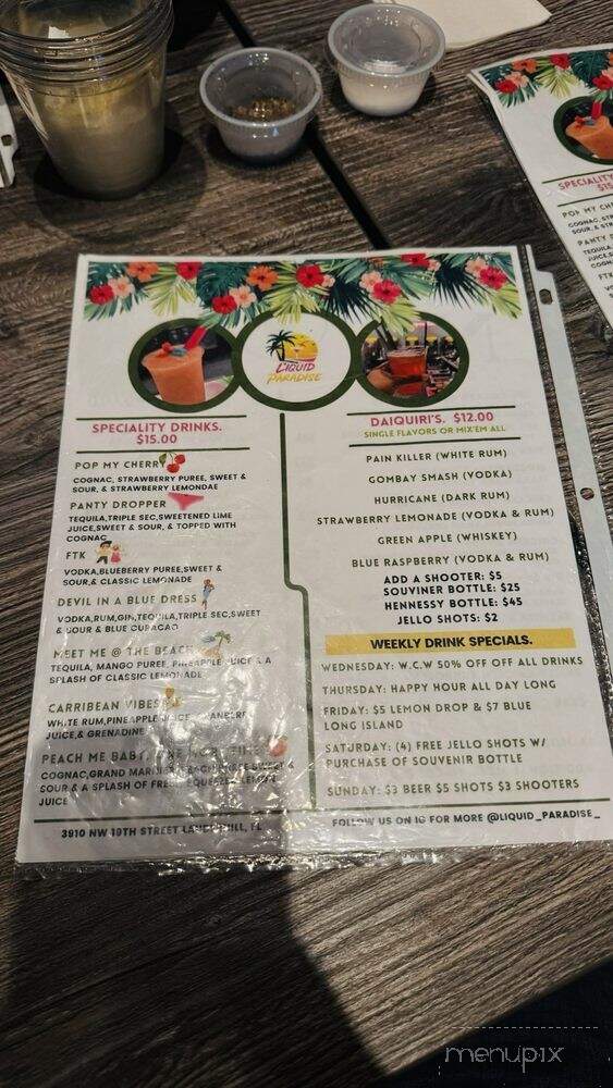 Liquid Paradise - Lauderhill, FL menu_pic