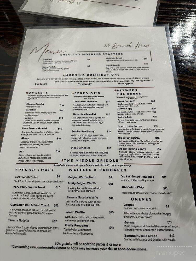 30 Brunch House - Rowlett, TX menu_pic
