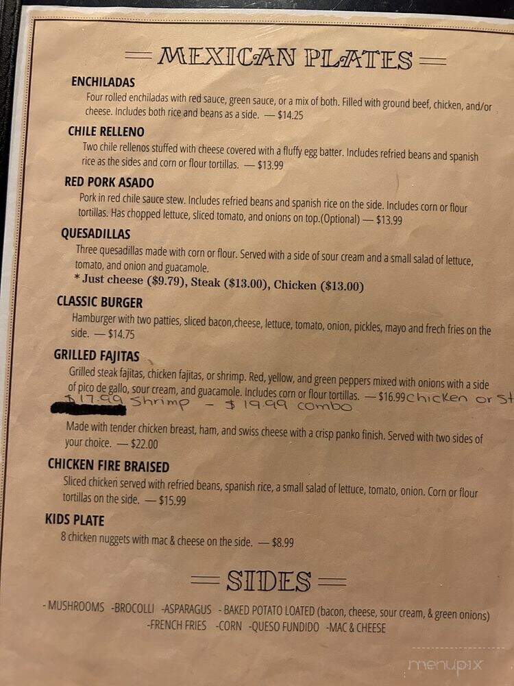 El Diamante Restaurant - Carlsbad, NM menu_pic
