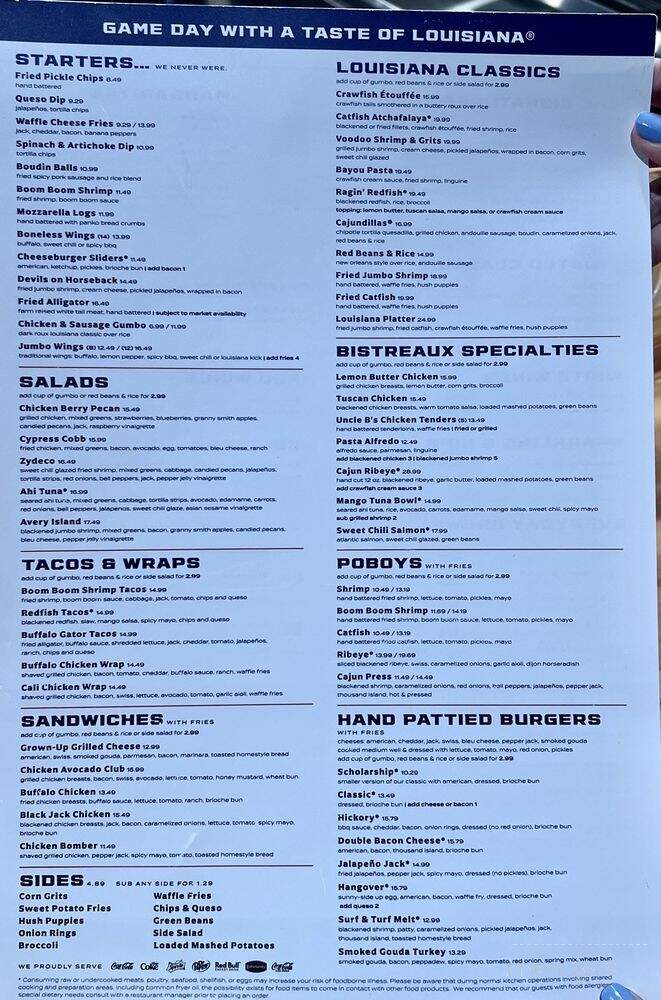 Walk-On's Sports Bistreaux - Little Rock, AR menu_pic