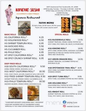 Kimono Sushi - Ruckersville, VA menu_pic