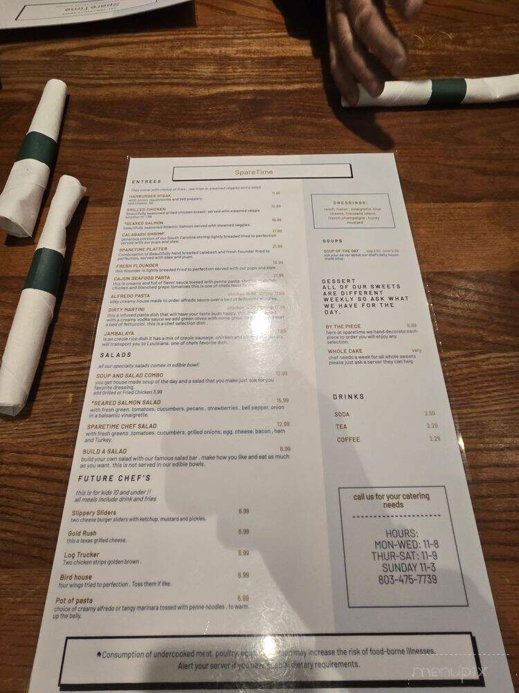 Sparetime - Kershaw, SC menu_pic