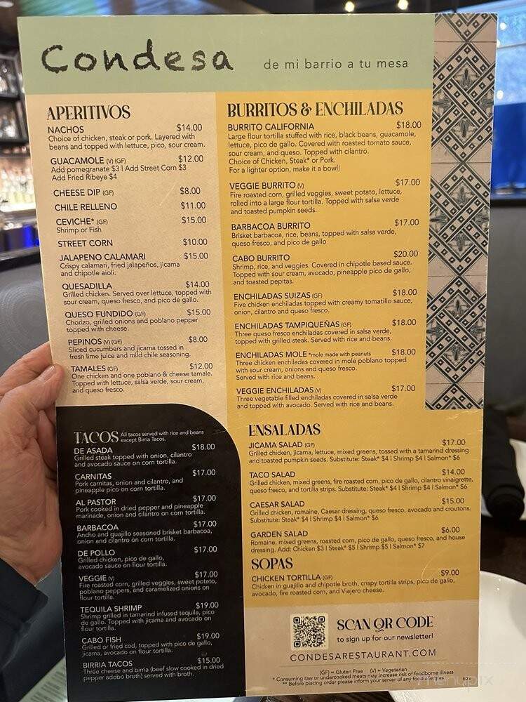 Condesa - Sturbridge, MA menu_pic