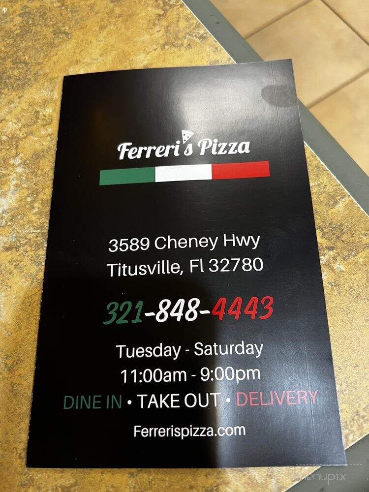 Ferreri's Pizza - Titusville, FL menu_pic