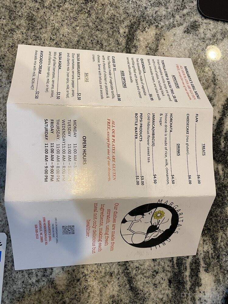 Margarita's Grill - Asheville, NC menu_pic