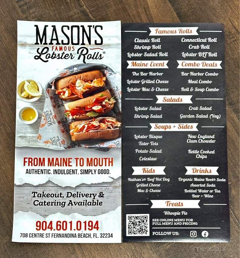 Mason's Famous Lobster Rolls - Fernandina Beach, FL menu_pic