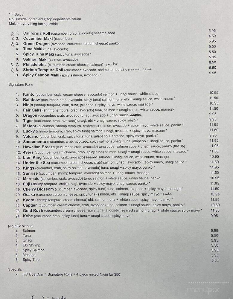 Sushi Go - Fair Oaks, CA menu_pic