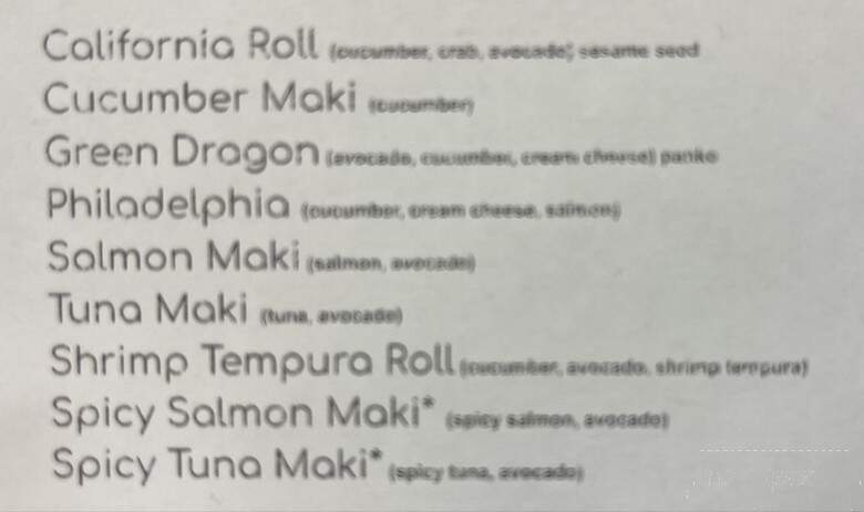 Sushi Go - Fair Oaks, CA menu_pic