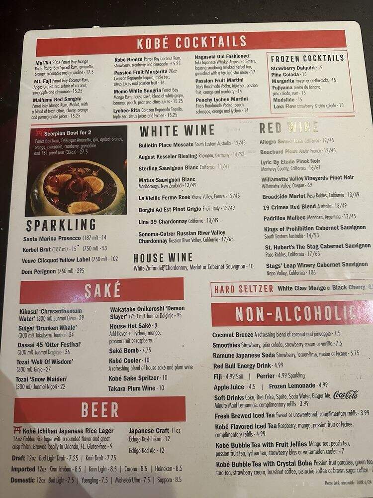 Kobe Japanese Steakhouse - Kissimmee, FL menu_pic