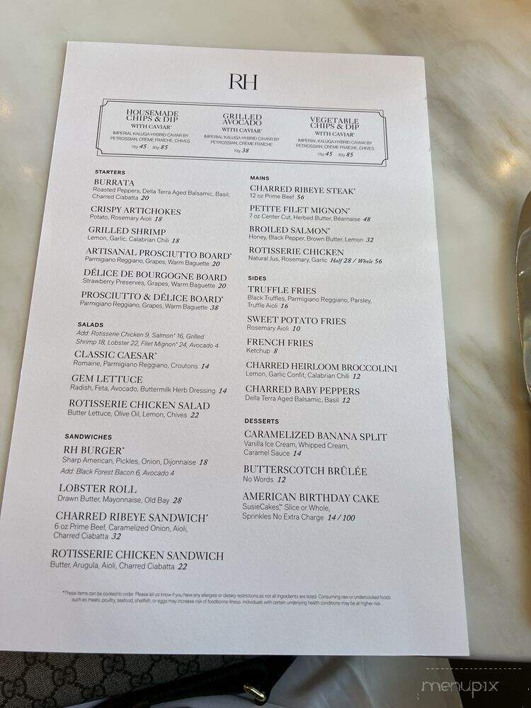 The Dining Room at RH - Indianapolis, IN menu_pic