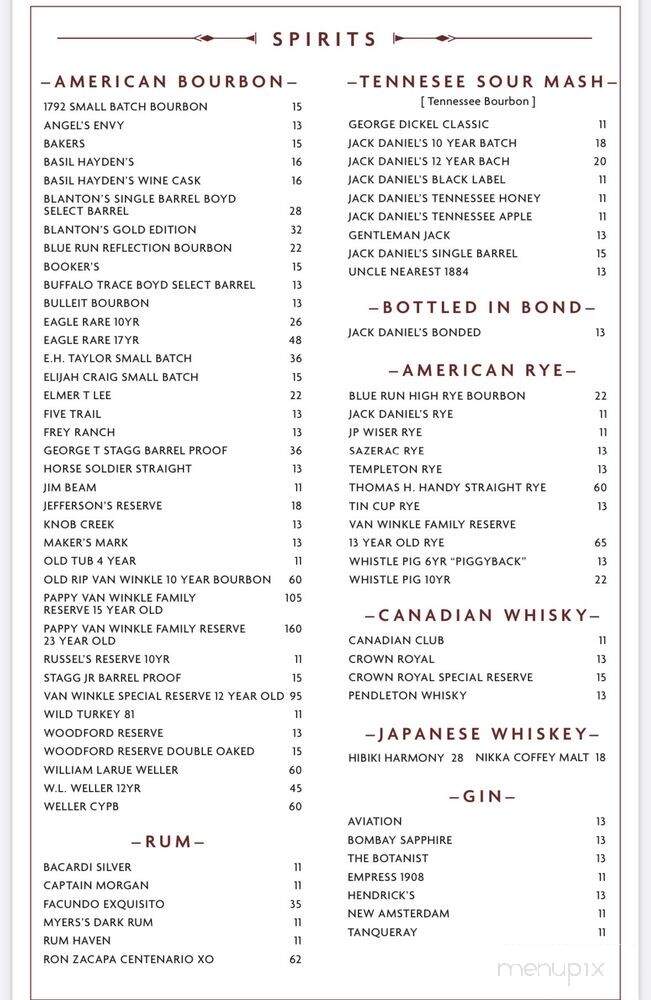 William B's Steakhouse - Las Vegas, NV menu_pic