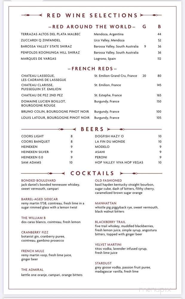 William B's Steakhouse - Las Vegas, NV menu_pic