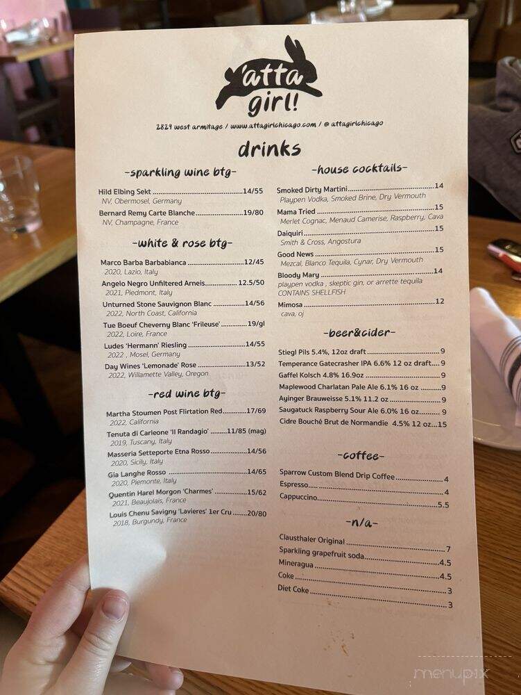 Atta Girl - Chicago, IL menu_pic