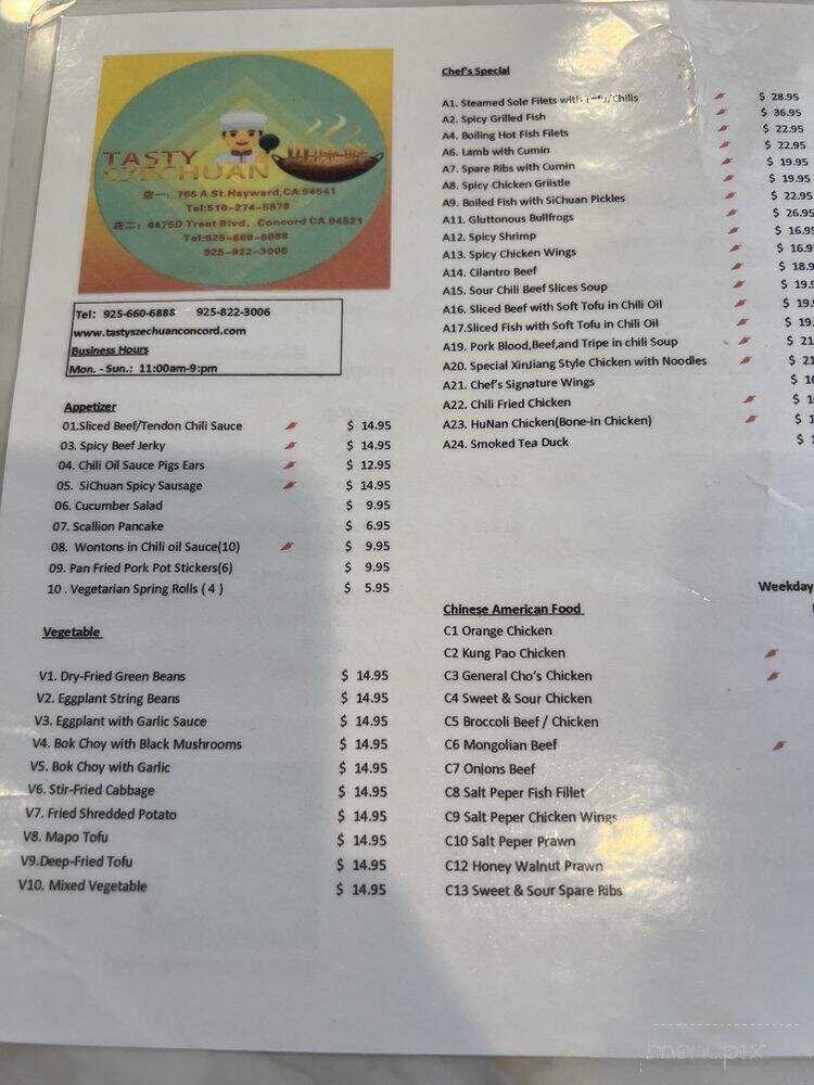 Tasty Szechuan - Concord, CA menu_pic
