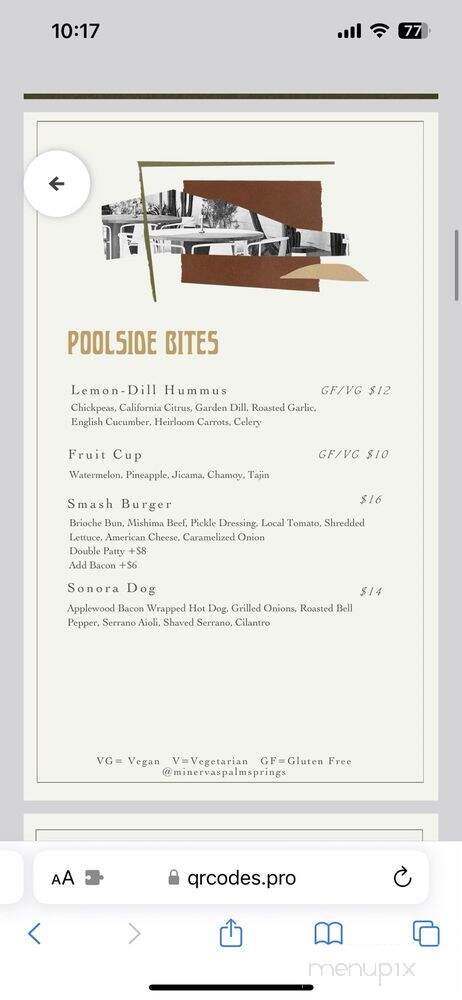 Minerva's - Palm Springs, CA menu_pic